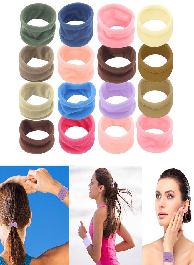 ANNACREATIONS ANNA CREATIONS 16 Pcs Cotton Hair Rubber Bands for Women & Girls - Soft Elastic Ponytail Holders - No Damage Hair Ties for Thick, Long, Curly Hair - Multicolor Stylish Scrunchies - Image 4