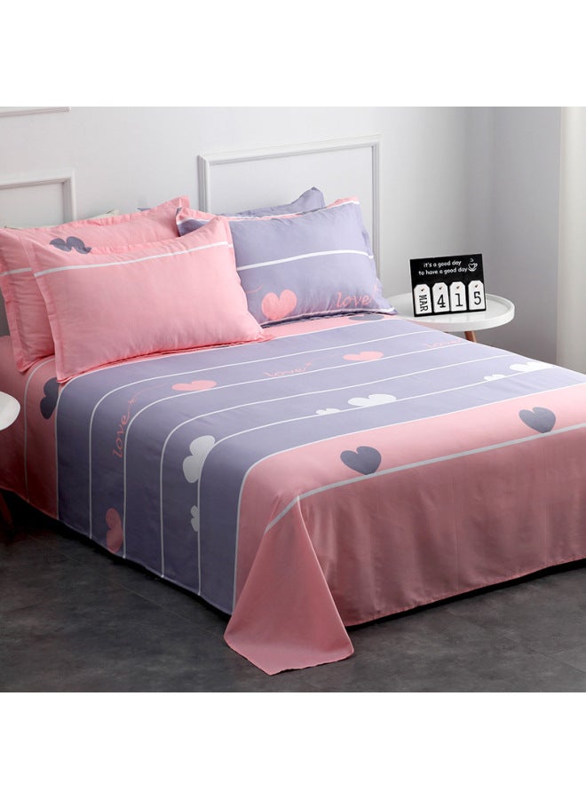 Thickened 100 Cotton Sheets Single Cotton 1.5 Meters 1.8m Double Single Sheets Student Dormitory Summer And Autumn-Color:Heart To Heart-Specifications:1.35m 1.8*2.3m For Wide Beds - Image 1