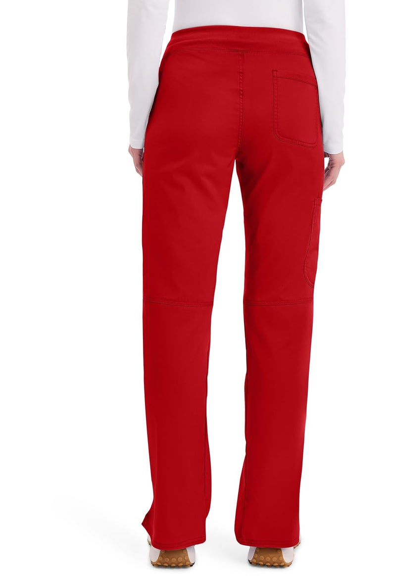 Cherokee Women Scrub Pant with Straight Leg Pull-on Pant Medical Bottom with 4 Pocket & 2-Way Stretch Fabric - WW110, M, Red - Image 2