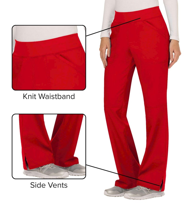 Cherokee Women Scrub Pant with Straight Leg Pull-on Pant Medical Bottom with 4 Pocket & 2-Way Stretch Fabric - WW110, M, Red - Image 3