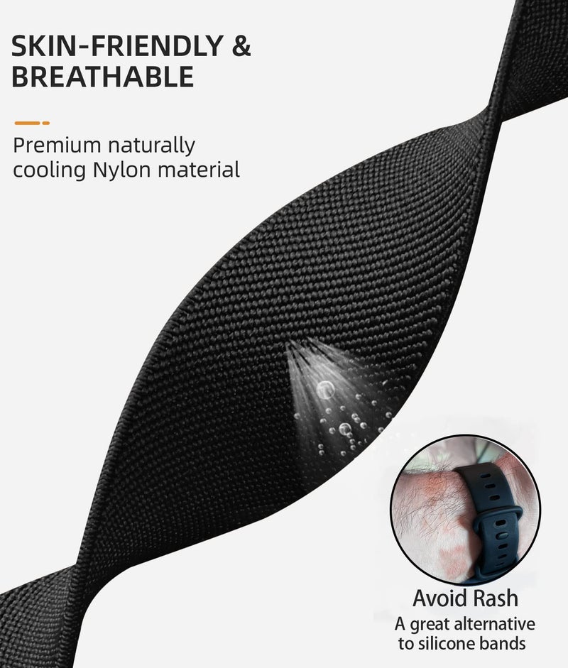 Adorve Compatible with Fitbit Sense Bands/Sense 2/ Fitbit Versa 3 Band/Versa 4 Band Women Men, Adjustable Stretchy Solo Loop Elastic Nylon Sport Strap for Smart Watch Wristband - Image 3
