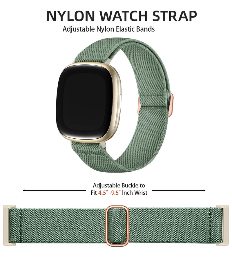 Adorve Compatible with Fitbit Sense Bands/Sense 2/ Fitbit Versa 3 Band/Versa 4 Band Women Men, Adjustable Stretchy Solo Loop Elastic Nylon Sport Strap for Smart Watch Wristband - Image 2