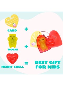 JOYIN 28 Packs Mochi Squishy Toys With Valentine Cards And Filled Hearts, Kawaii Glitter Squishies For Kids Valentines Day Gift Exchange, Classroom Prizes, Valentine Party Favors Supplies  - Image 5