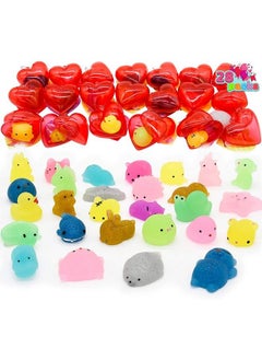 JOYIN 28 Packs Mochi Squishy Toys With Valentine Cards And Filled Hearts, Kawaii Glitter Squishies For Kids Valentines Day Gift Exchange, Classroom Prizes, Valentine Party Favors Supplies  - Image 1