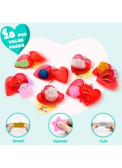 JOYIN 28 Packs Mochi Squishy Toys With Valentine Cards And Filled Hearts, Kawaii Glitter Squishies For Kids Valentines Day Gift Exchange, Classroom Prizes, Valentine Party Favors Supplies  - Image 4