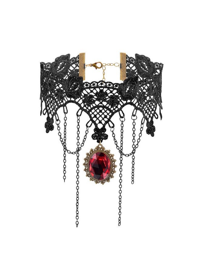 iWenSheng iWenSheng Halloween Costumes Jewelry for Women - Steampunk Black Lace Choker Necklace Gothic Jewelry Accessories, Vampire Choker Necklace Costume for Teen Girls - Image 1