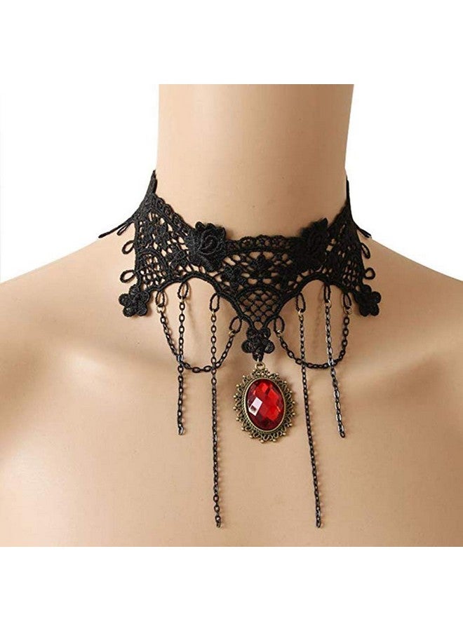 iWenSheng iWenSheng Halloween Costumes Jewelry for Women - Steampunk Black Lace Choker Necklace Gothic Jewelry Accessories, Vampire Choker Necklace Costume for Teen Girls - Image 2