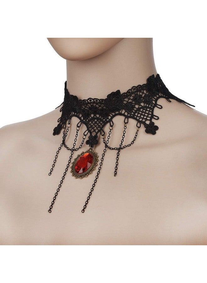 iWenSheng iWenSheng Halloween Costumes Jewelry for Women - Steampunk Black Lace Choker Necklace Gothic Jewelry Accessories, Vampire Choker Necklace Costume for Teen Girls - Image 4