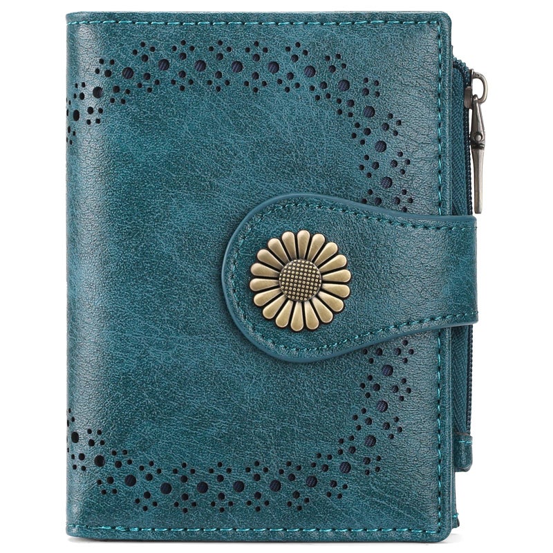SENDEFN Small Wallets for Women Bifold RFID Blocking Leather Card Holder Compact Wallet with Zipper Coin Pocket - Image 1