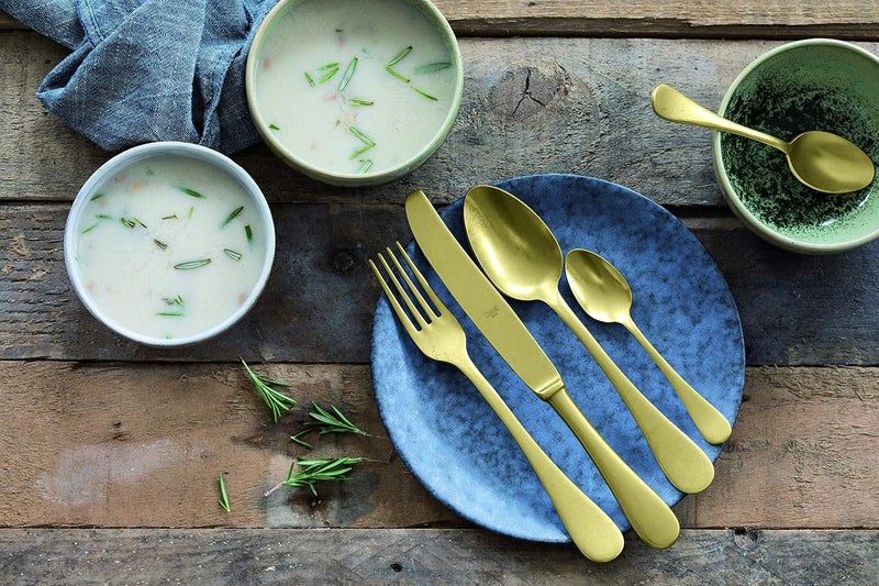 MEPRA Vintage Oro 5 Pcs Place Setting  Pewter Gold Tableware Dishwasher Safe Cutlery 1097VI22005 - Image 2
