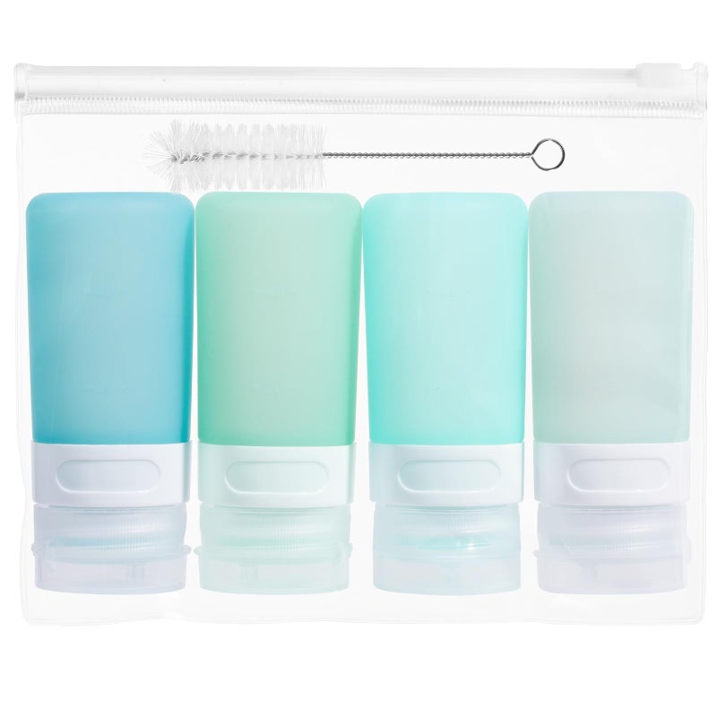 MICEBAY Condiment Squeeze Bottles for Sauces, 2-oz Mini Silicone Salad Dressing Container to Go with Snack Storage Bag, Leakproof Sauce Bottles for Lunch Box, 4 Pack, Mint - Image 1