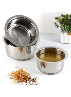 VINOD Vinod Stainless Steel Capsule Bottom Tope / Patila Combo Set of 3 pcs - 2.7 L (14cm Diameter), 3.4 L (15cm Diameter) and 4 L (16cm Diameter) - Silver  - Image 2