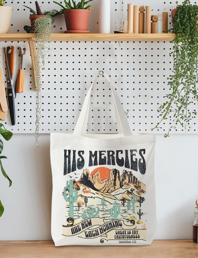 Supwhd Retro Boho Tote Bag - Christian Canvas Bags for Women, Bible Verse Gifts, Reusable Grocery Bags - Image 3