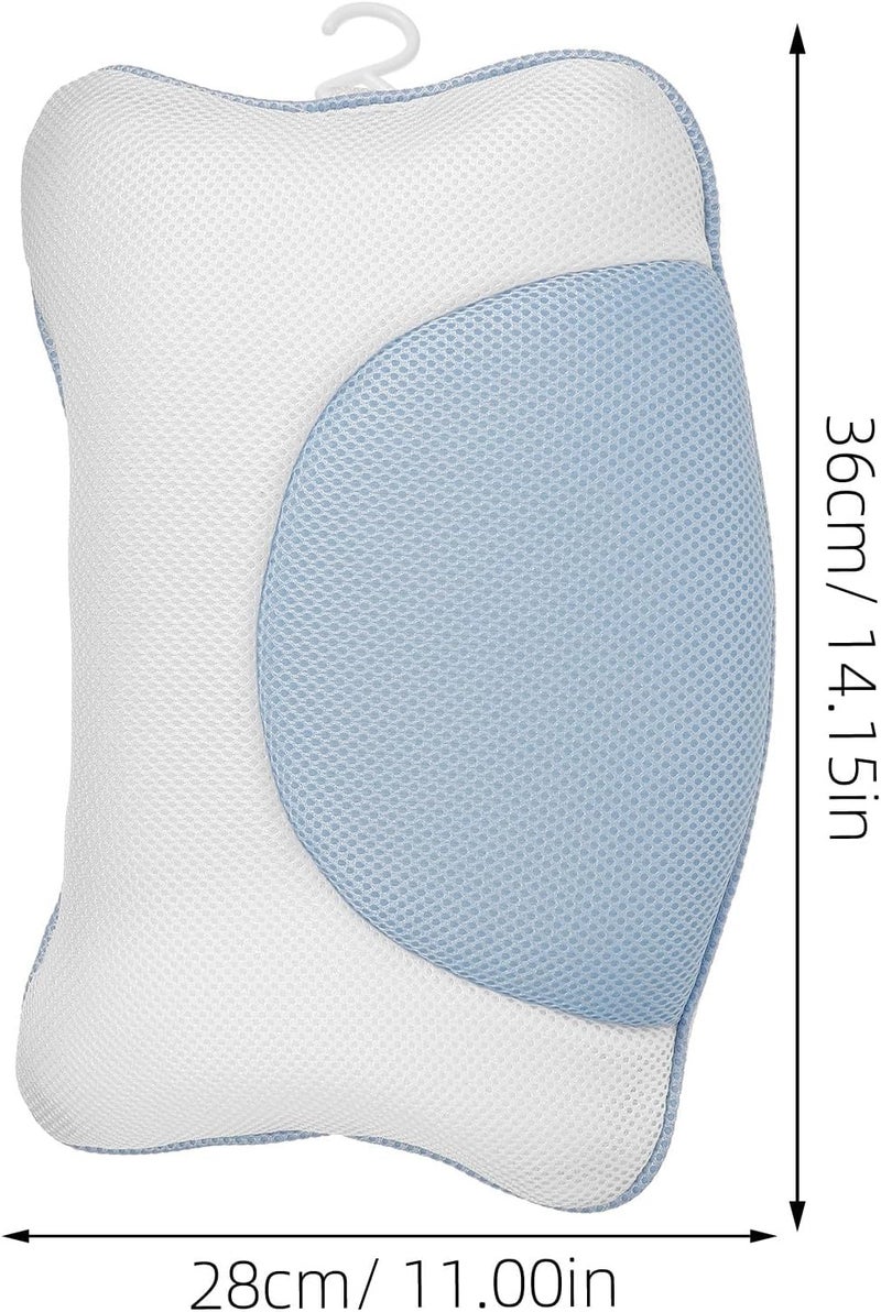 Bathtub Pillow with 3D Mesh Fabric and Suction Cups, Non-Slip Washable Spa Bath Neck Pillow for Tub, Ocean Motif, Bath Accessory for Home and Spa Relaxation - Image 2
