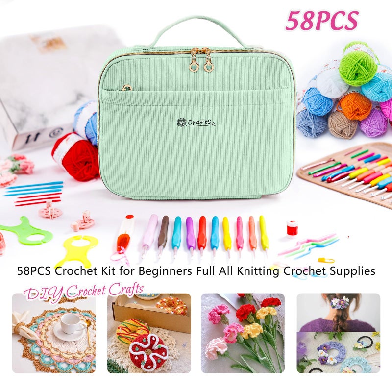 MYBAGZING Crochet Kit for Beginners with Yarn Storage Bag, 10pcs Crochet Hooks 2.0-6.0 mm, 10 Skeins Yarn for Crocheting, Knitting Accessories, 58pc Crochet Starter Kit for Adults - Image 4