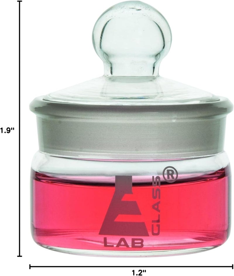 EISCO Weighing Bottle, Low Form, 35ml capacity, Borosilicate Glass with Interchangeable Ground Stopper - Image 3