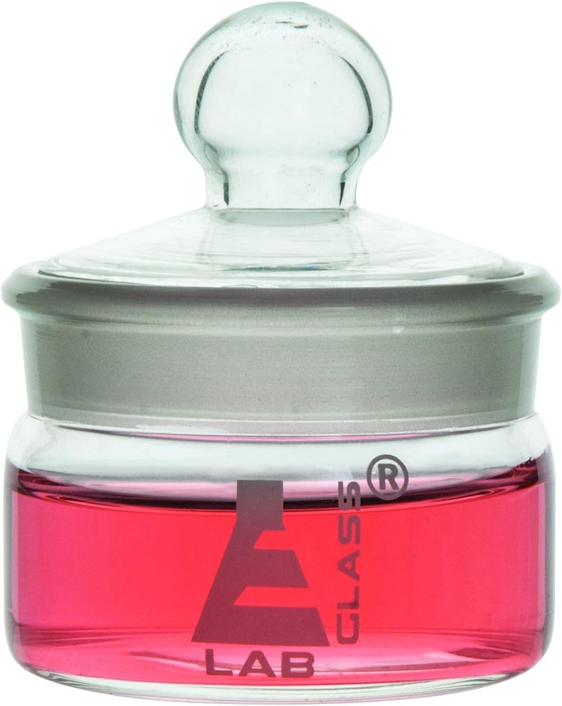 EISCO Weighing Bottle, Low Form, 35ml capacity, Borosilicate Glass with Interchangeable Ground Stopper - Image 2