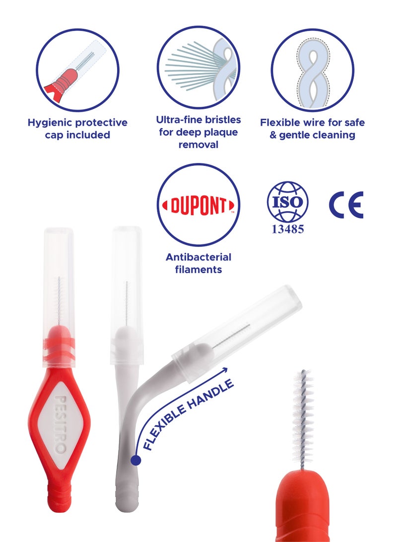 PESITRO FLEXI Interdental Brush Size 2 (0.9 mm) | Precise Plaque Removal for Narrow Gaps - Image 2