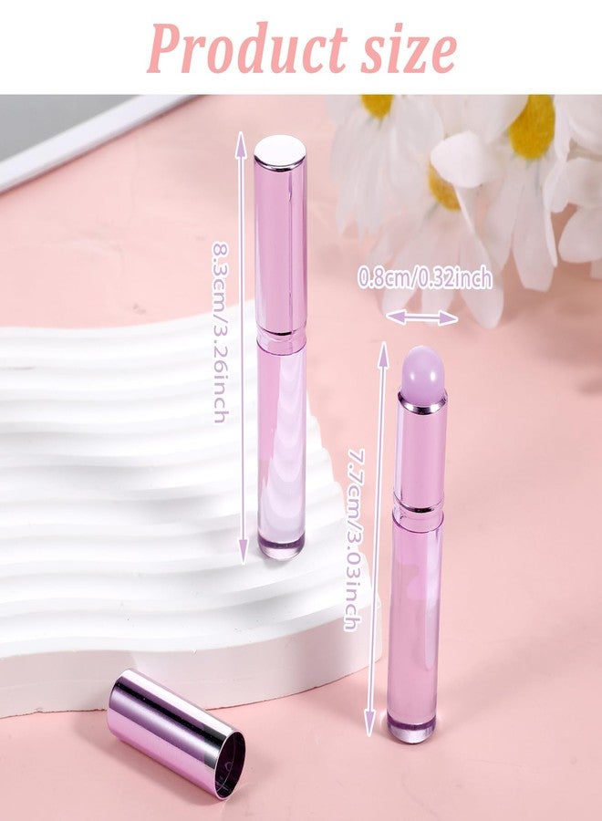 Hariendny 2PCS Silicone Nail Brush, Ombre Nail Brush, Silicone Lip Brush, Reusable Silicone Nail Chrome Applicator, Silicone Nail Brush Tools for Chrome, Ombre, French Nail, Lipstick, Concealer(Purple) - Image 2