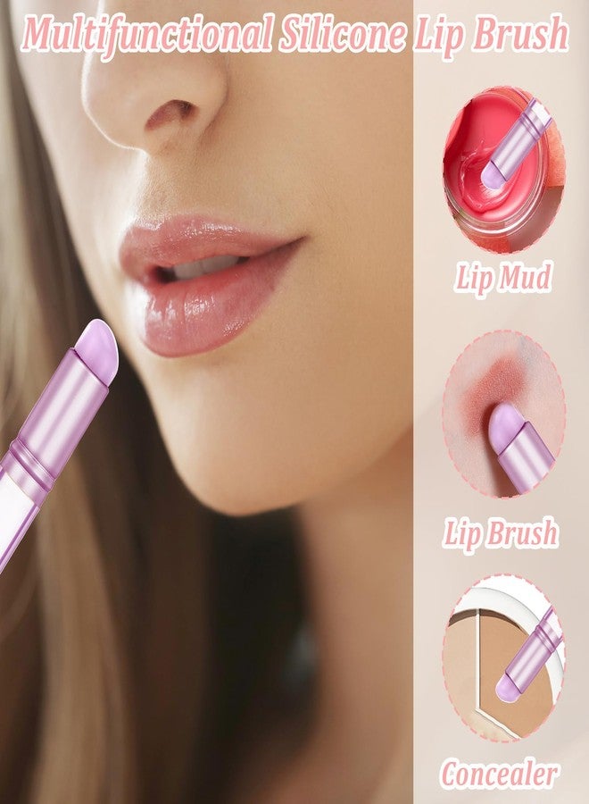 Hariendny 2PCS Silicone Nail Brush, Ombre Nail Brush, Silicone Lip Brush, Reusable Silicone Nail Chrome Applicator, Silicone Nail Brush Tools for Chrome, Ombre, French Nail, Lipstick, Concealer(Purple) - Image 4