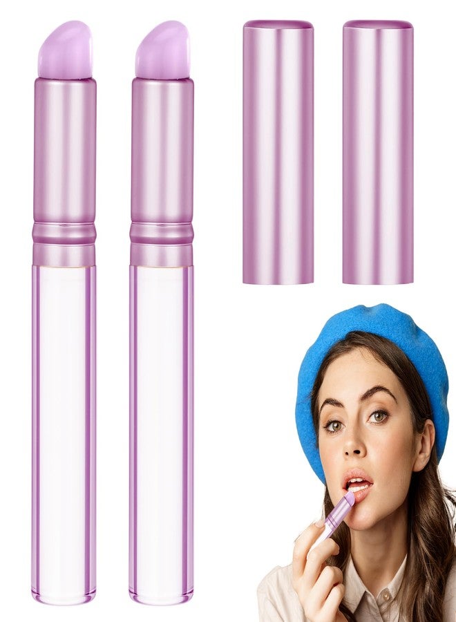 Hariendny 2PCS Silicone Nail Brush, Ombre Nail Brush, Silicone Lip Brush, Reusable Silicone Nail Chrome Applicator, Silicone Nail Brush Tools for Chrome, Ombre, French Nail, Lipstick, Concealer(Purple) - Image 1