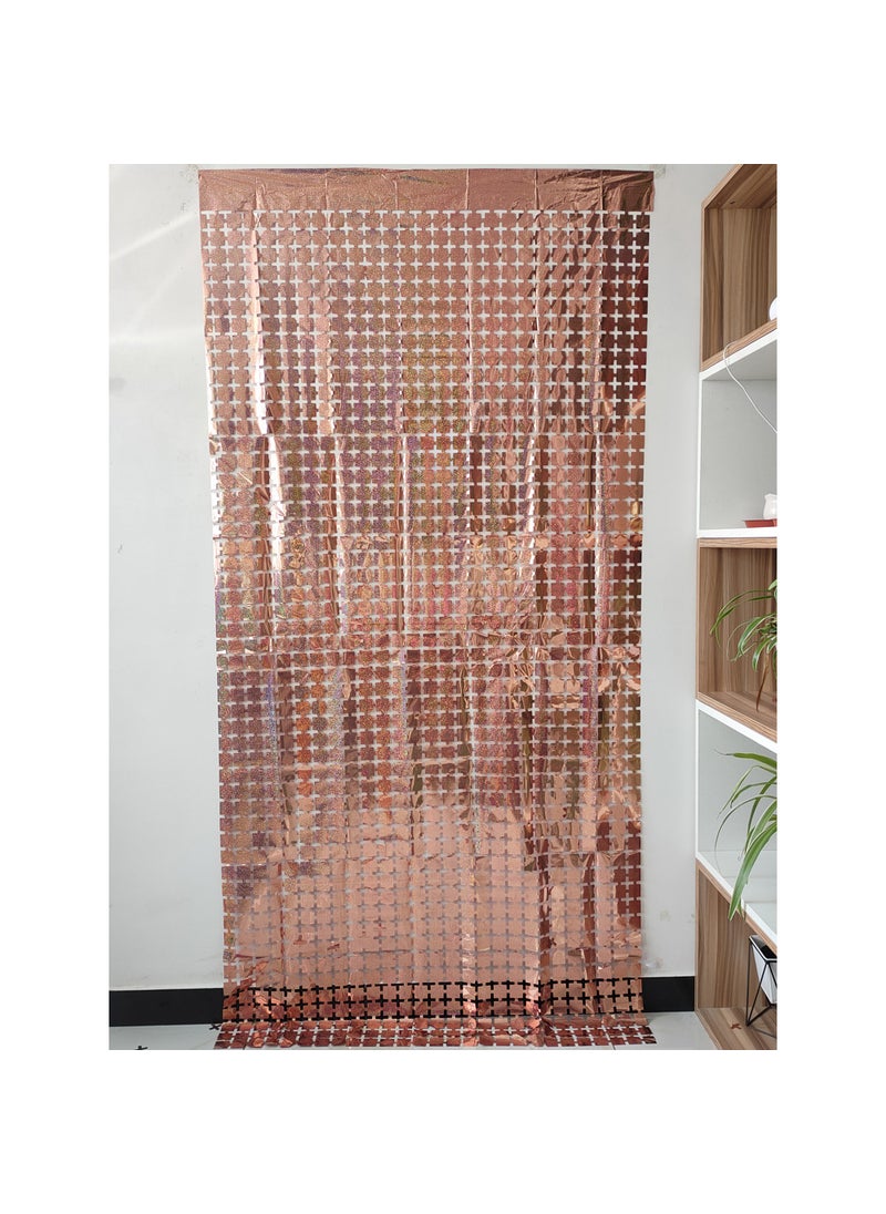 Generic Golden Laser Square Curtain Party Decor Rose gold 1*2m 