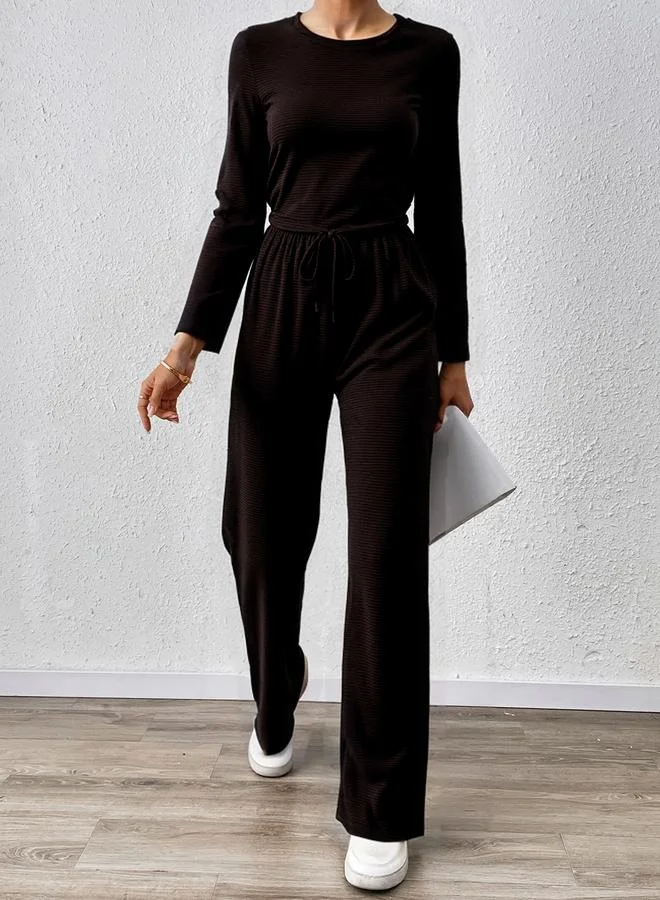 تايك تو طقم منسق من بنطال بأرجل واسعة وبلوزة مُجسمة
