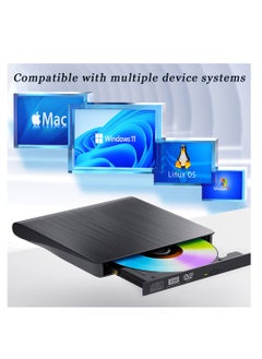 Furtey Premium USB 3.0 External DVD Drive - Ultra Slim Arabic/English Bilingual Optical Burner for Laptop & Desktop, Compatible with Windows 11/10/8/7 Linux Mac, VCD/DVD-RAM/±RW Writer Reader (Desert-Tested Heat-Resistant Black)  - Image 5