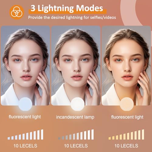 Anautin 60 LED Ring Light Rechargeable Selfie With Front Back Clip 25006500K Portable Phone Adjustable 3 Modes for iPhone iPad Tablet Laptop CRI97 90 Grams Black - Image 3