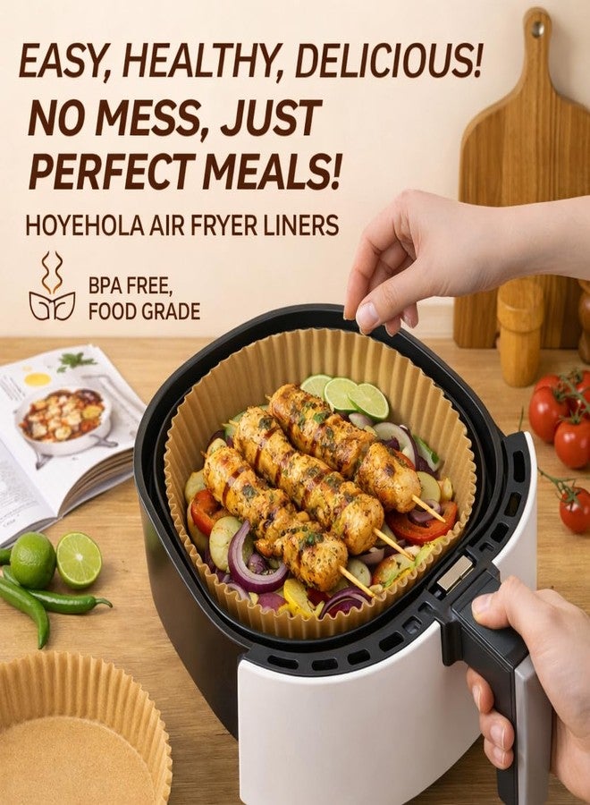 HOYEHOLA Air Fryer Paper Liners 100 Pcs | Disposable Non-Stick Parchment Paper for Air Fryer, Baking & Roasting | Easy Cleanup Basket Liners (160mm) - Image 3
