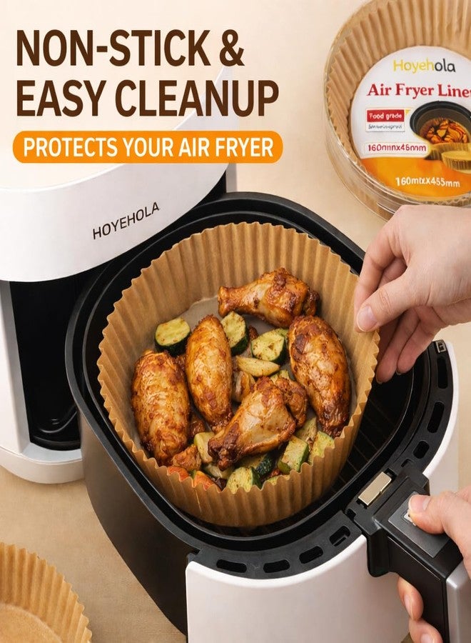 HOYEHOLA Air Fryer Paper Liners 100 Pcs | Disposable Non-Stick Parchment Paper for Air Fryer, Baking & Roasting | Easy Cleanup Basket Liners (160mm) - Image 4