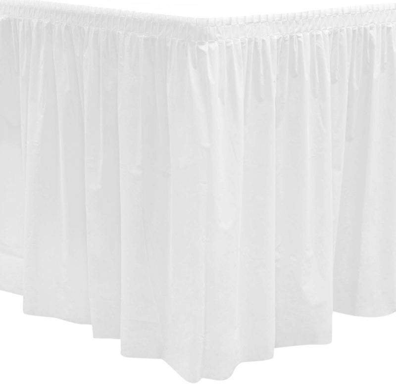 Party Essentials Plastic Table Skirt, 1-Count, 29" W x 14' (168") L, White - Image 1