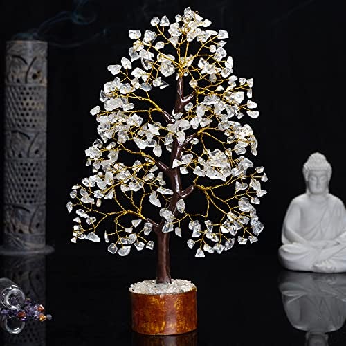 HindCraft Crystal Tree - Showpiece for Home Decor - Feng Shui Seven Chakra Tree - Home Decorations - 7 Chakra Tree - Marriage Gift Items - Antique Home Decor - 10-12 Inch (Clear Quartz (Golden Wire)) - Image 5