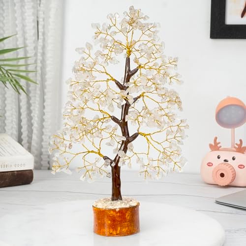 HindCraft Crystal Tree - Showpiece for Home Decor - Feng Shui Seven Chakra Tree - Home Decorations - 7 Chakra Tree - Marriage Gift Items - Antique Home Decor - 10-12 Inch (Clear Quartz (Golden Wire)) - Image 1