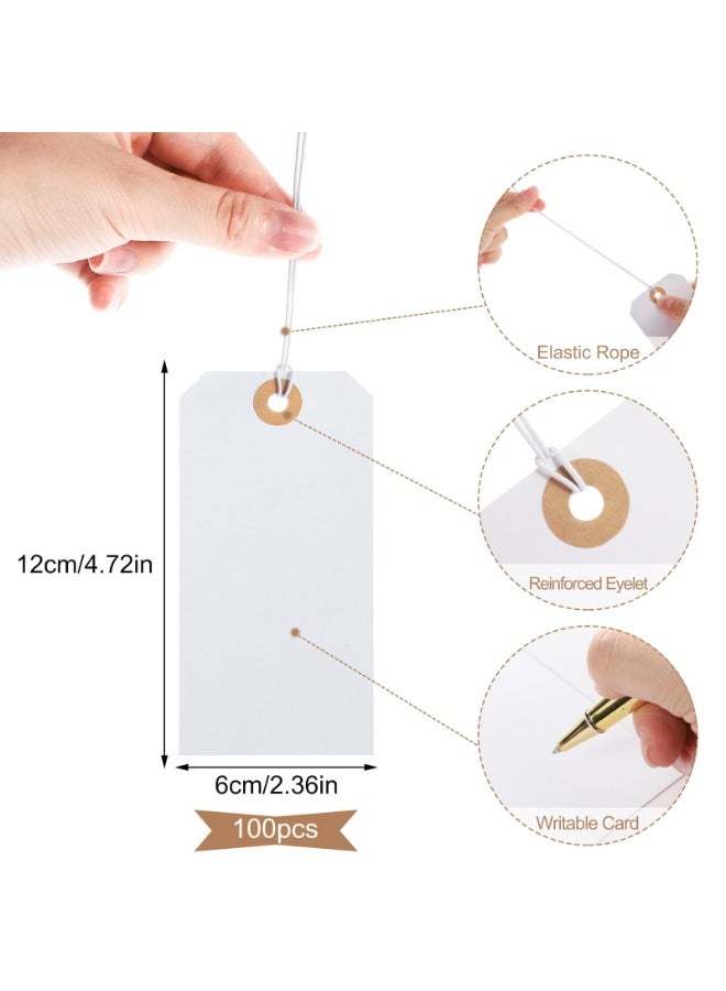 Peachjoy 100pcs Large Price Tags With Elastic String - White Hang Paper With Reinforced Hole - Writable Inventory, Gift, Jewelry, Clothing Display - Versatile Applications - Image 3
