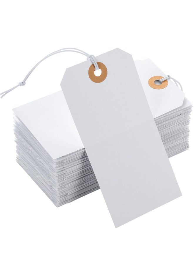 Peachjoy 100pcs Large Price Tags With Elastic String - White Hang Paper With Reinforced Hole - Writable Inventory, Gift, Jewelry, Clothing Display - Versatile Applications - Image 1