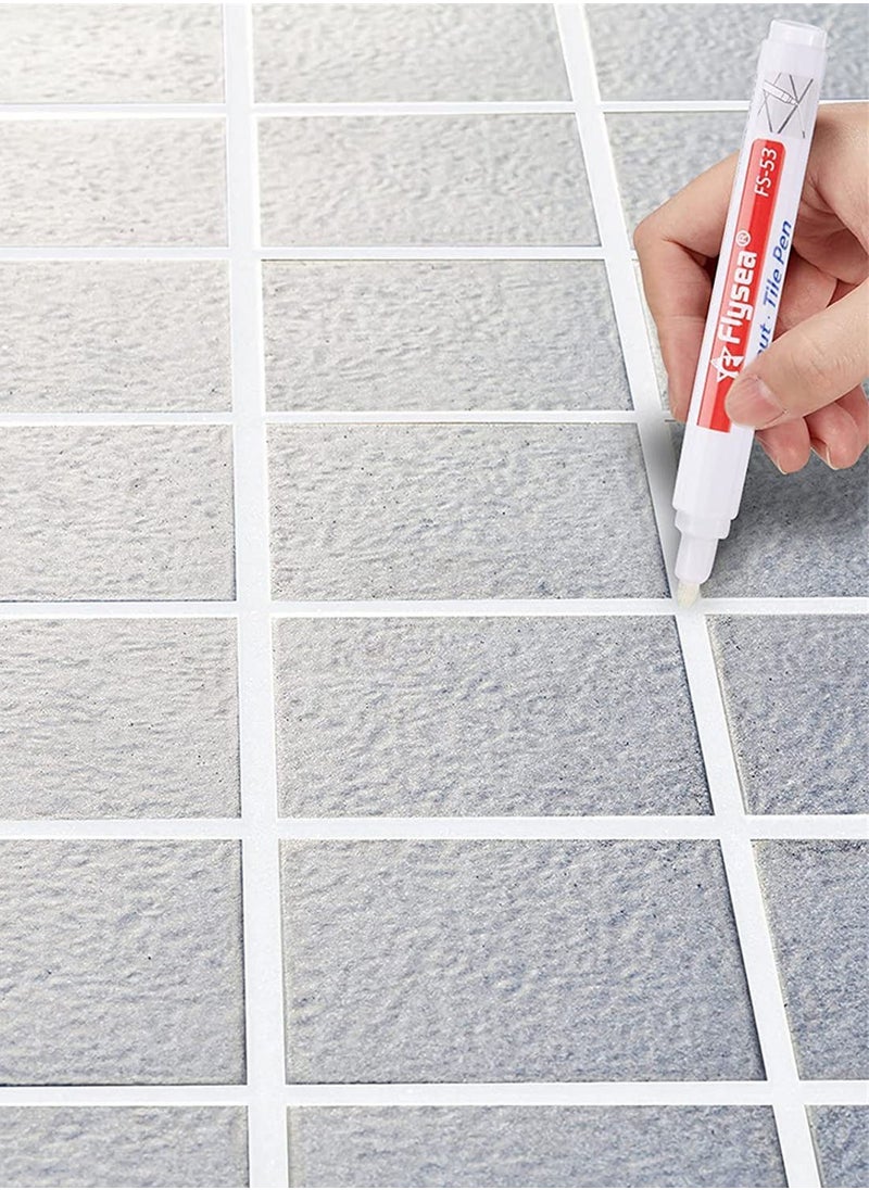 KASTWAVE - 6 Pieces Tile Pen Wall Grout Restorer Pen Repair Marker Grout Filler Pen for Restoring Tile Grout Wall Floor Bathrooms and Kitchen White - Image 1