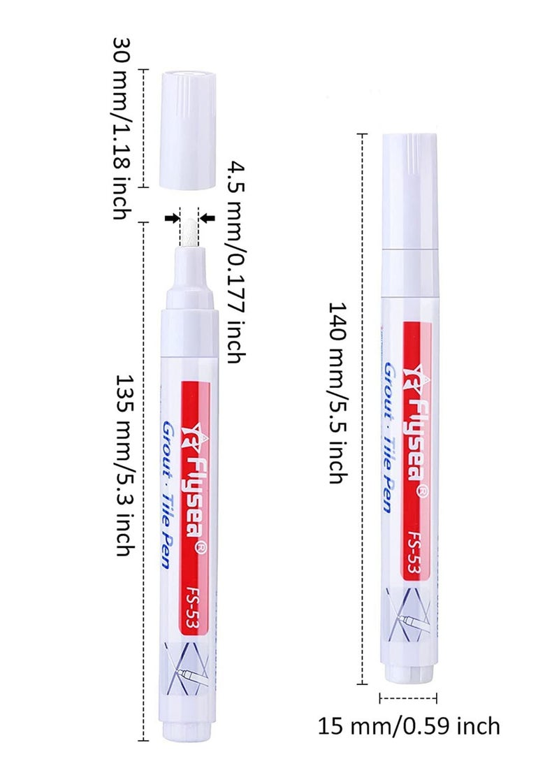 KASTWAVE - 6 Pieces Tile Pen Wall Grout Restorer Pen Repair Marker Grout Filler Pen for Restoring Tile Grout Wall Floor Bathrooms and Kitchen White - Image 1
