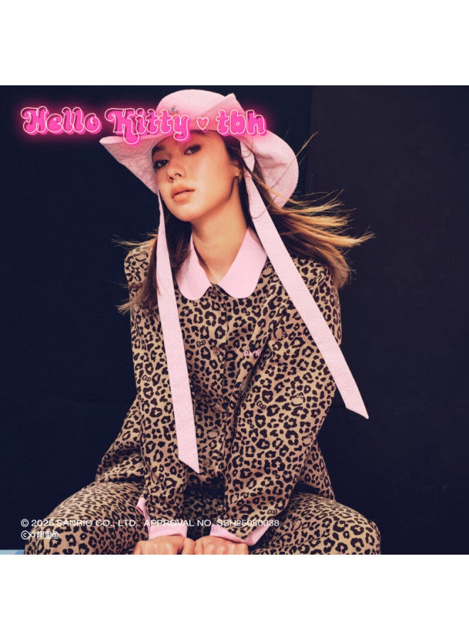 Tbh Sanrio o Kitty Tencel Cotton Loungewear Set, Wearable Outside As Pajamas, Short Style, Classic Leopard Print, Xs - Image 1