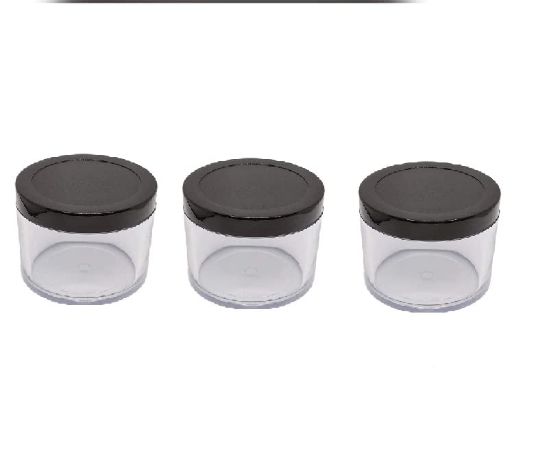 M.C. PIPWALA MC PIPWALA 100 ml BLACK CAP 3 PCS Round Clear Glass Jars empty cosmetic container Cosmetic Sample Empty Container Plastic  - Image 1