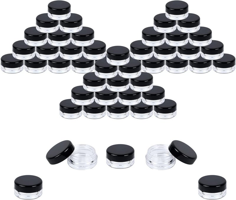 M.C. PIPWALA MC PIPWALA 100 ml BLACK CAP 3 PCS Round Clear Glass Jars empty cosmetic container Cosmetic Sample Empty Container Plastic  - Image 2