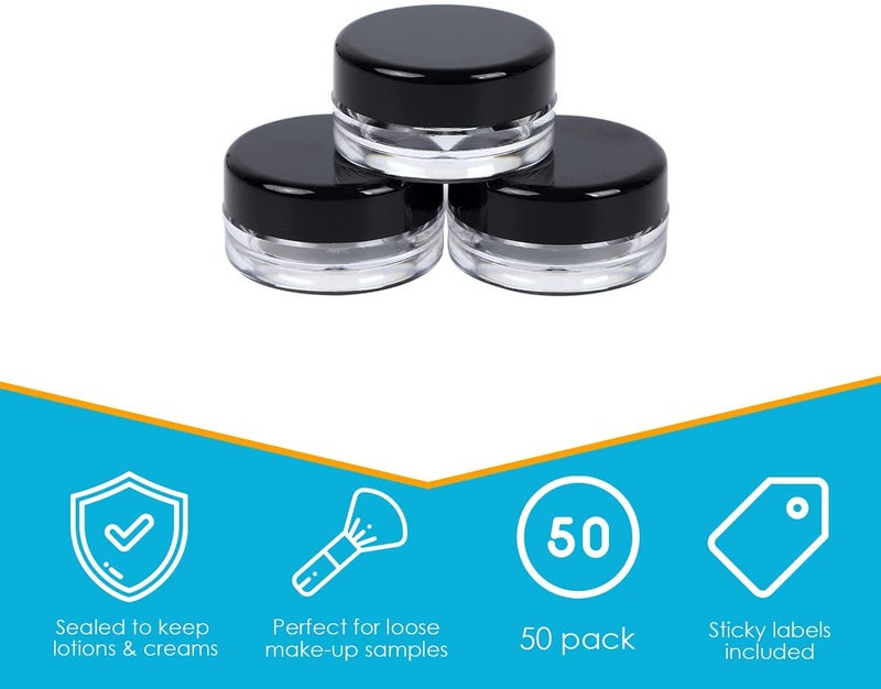M.C. PIPWALA MC PIPWALA 100 ml BLACK CAP 3 PCS Round Clear Glass Jars empty cosmetic container Cosmetic Sample Empty Container Plastic  - Image 3
