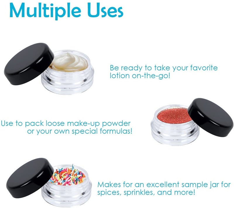 M.C. PIPWALA MC PIPWALA 100 ml BLACK CAP 3 PCS Round Clear Glass Jars empty cosmetic container Cosmetic Sample Empty Container Plastic  - Image 5
