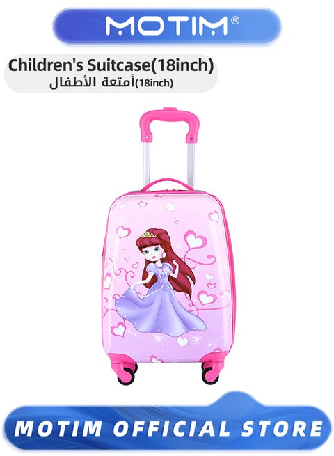 Kids 18 inch Cartoon Luggage Lightweight Travel Luggage Made of ABS Material Carry-On Luggage with Spinning Wheels for Kids to go Traveling and School