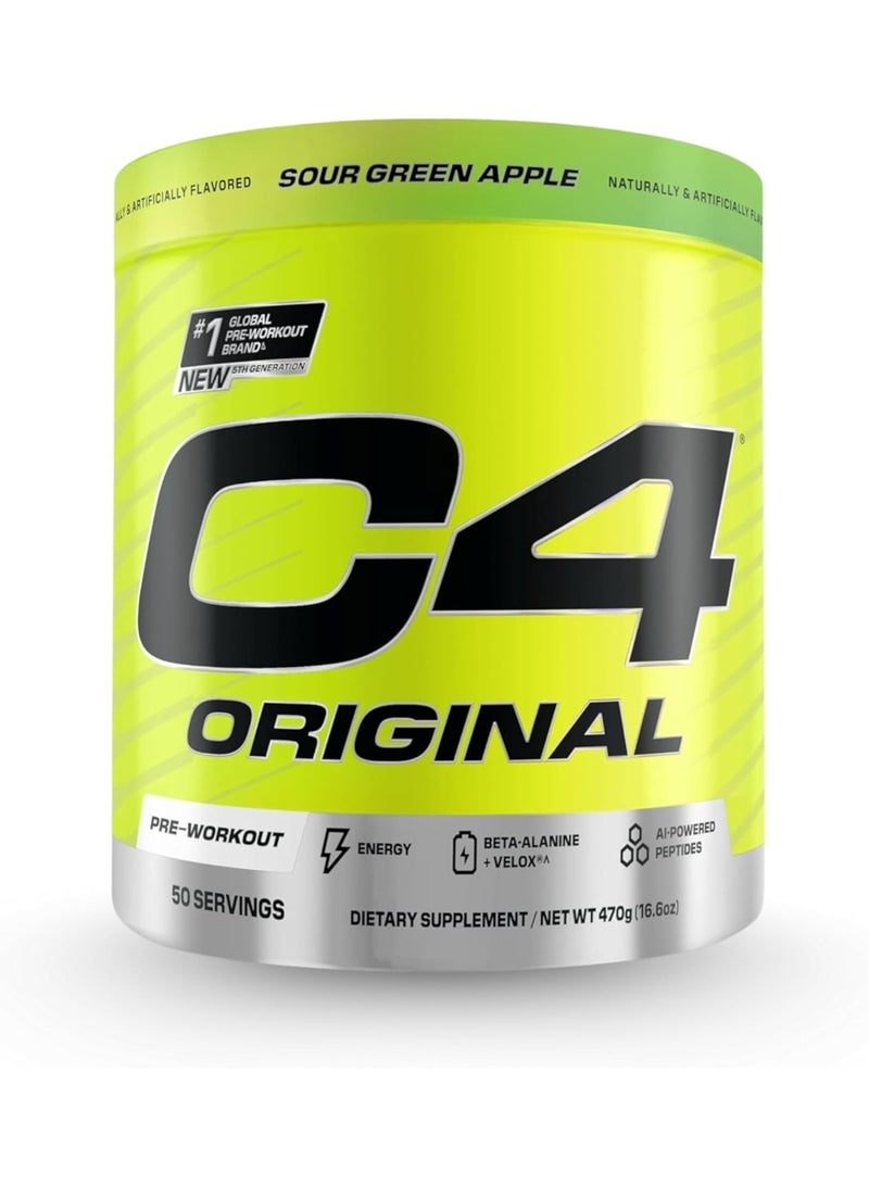 C4 Original Pre-Workout - Sour Green Apple - 50 Servings 470 Gm - Image 1