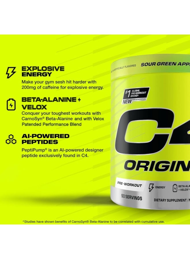 C4 Original Pre-Workout - Sour Green Apple - 50 Servings 470 Gm - Image 3
