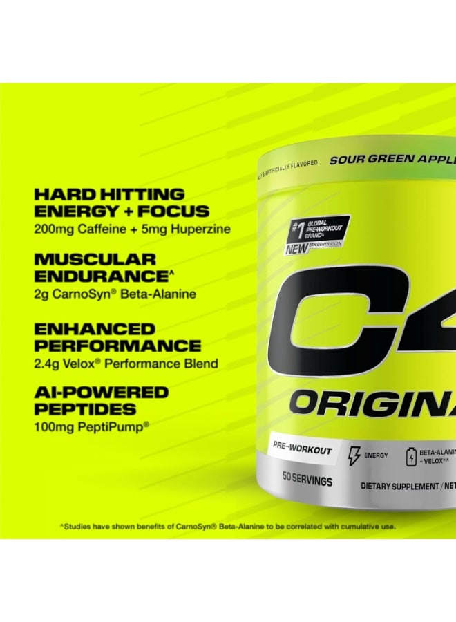 C4 Original Pre-Workout - Sour Green Apple - 50 Servings 470 Gm - Image 4