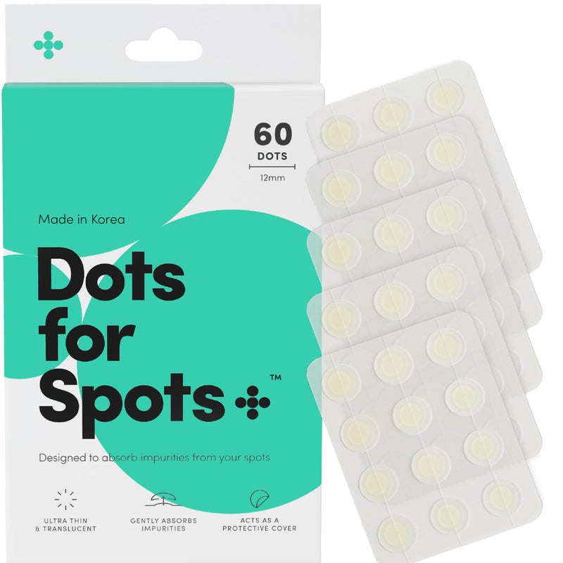 Dots for Spots Dots for Spots Pimple Patches - Fast Acting Translucent Hydrocolloid Zit Treatment Stickers for Face - Blemish Patch for Women, Men & Teenagers - Made in Korea (60 count)  - Image 1