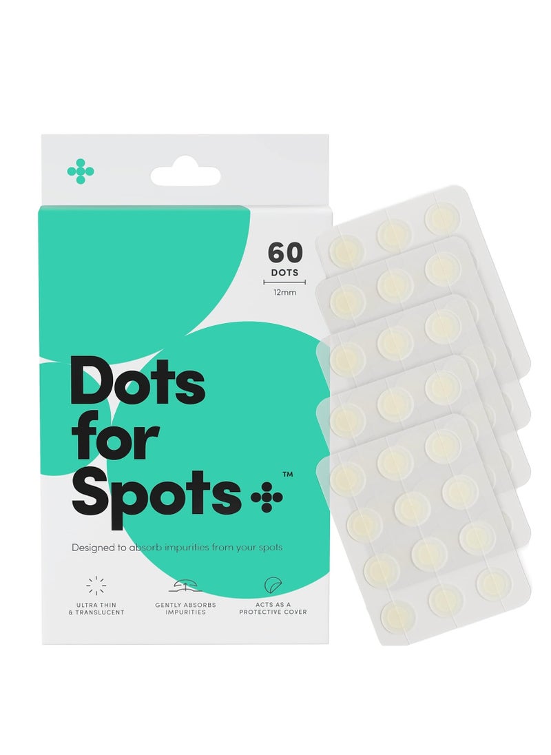 Dots for Spots Dots for Spots Pimple Patches for Face - Pack of 60 Hydrocolloid Acne Patch - Invisible Zit Stickers Treatment for Face and Body - Mighty, Fast-Acting, Vegan & Cruelty Free Korean Skin Care  - Image 1