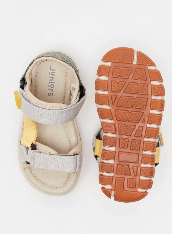 JUNIORS Boys Solid Open Toe Sandals with Hook and Loop Closure
